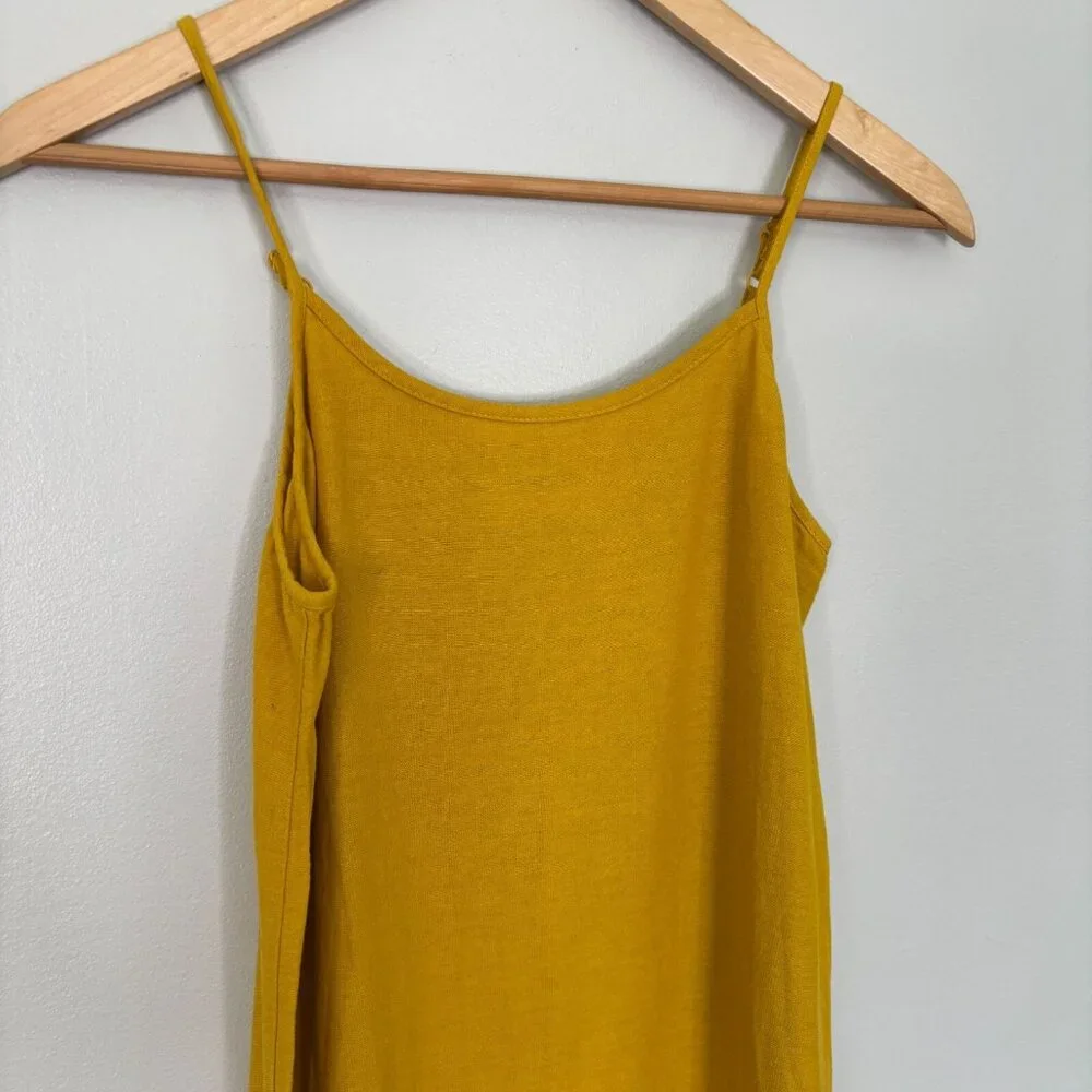 Old Navy Girls Maxi Dress XL 14 Golden Yellow Cotton Blend Eyelet Hem Sleeveless